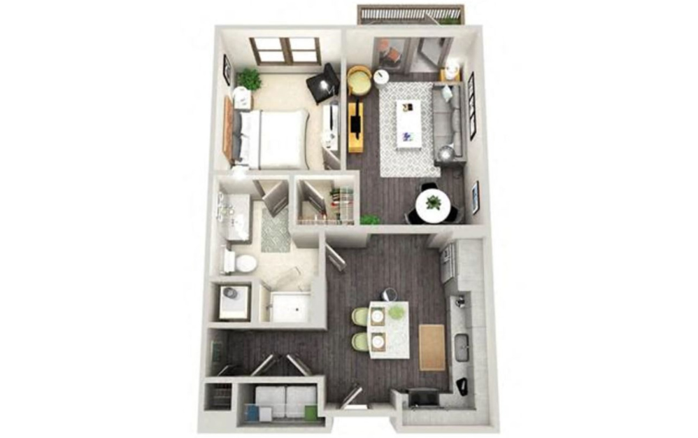 A1 WYNWOOD - 1 bedroom floorplan layout with 1 bath and 699 square feet.
