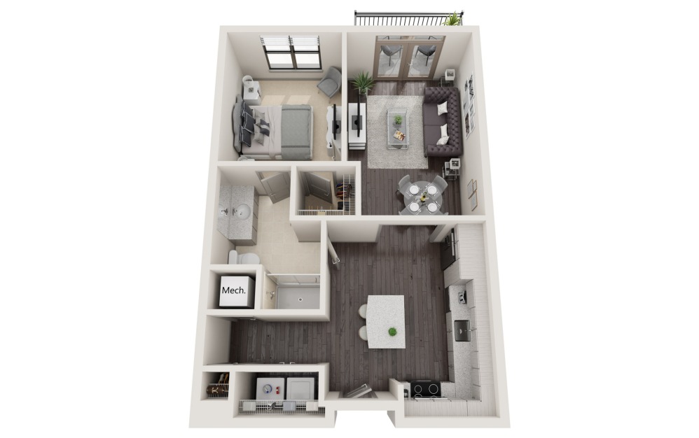 A1 WYNWOOD - 1 bedroom floorplan layout with 1 bathroom and 699 square feet