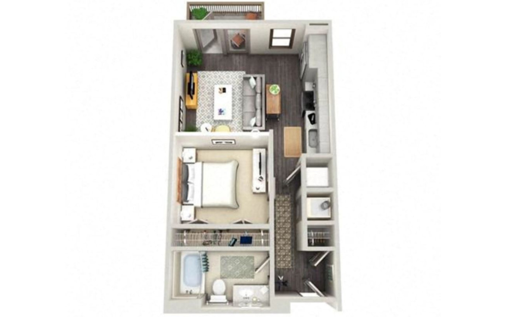 S1 H STREET - 1 bedroom floorplan layout with 1 bath and 571 to 598 square feet.